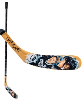 Wayne Gretzkys Early-1990s Signed Game-Issued Easton Stick with Original Art by Steve Houston