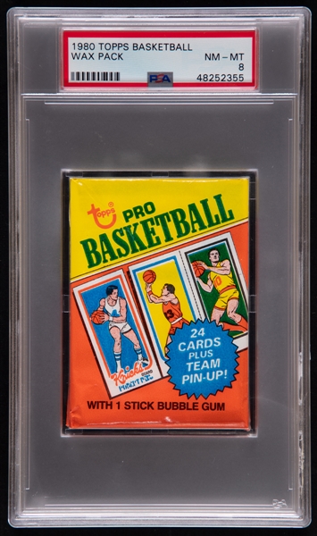 1980-81 Topps Basketball Wax Pack - Graded PSA NM-MT 8 - Larry Bird and Magic Johnson Rookie Card Year!