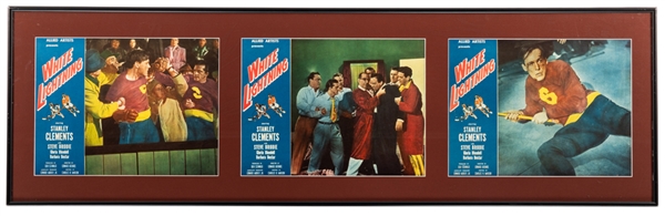 1953 White Lightning Hockey Movie Framed Group of 3 Lobby Cards (14" x 45 1/2")