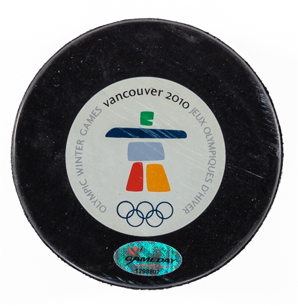 2010 Winter Olympics Womens Canada vs Slovakia Game-Used Puck with COA