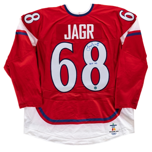 Jaromir Jagr Signed Team Czech Republic 2010 Winter Olympics Pro On-Ice Style Alternate Captains Jersey - AJ Sports Authenticated!