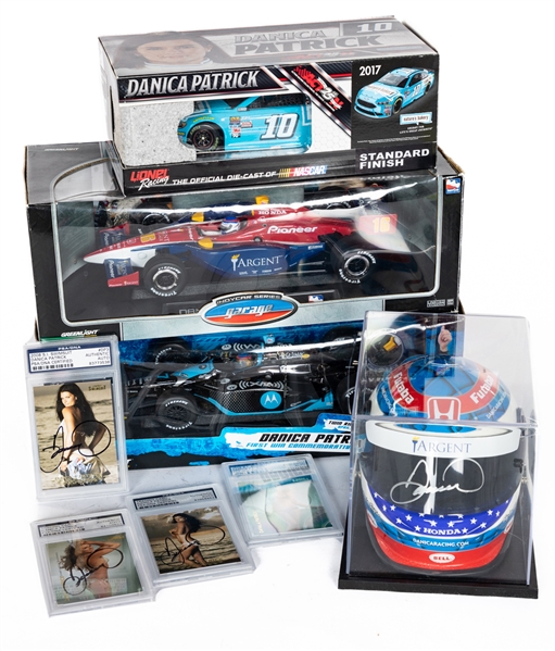 Danica Patrick NASCAR and IndyCar Signed and Unsigned Memorabilia Collection of 7 Including Model Cars, Replica Helmet and Cards