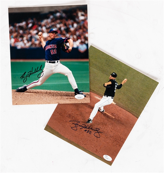 Deceased HOFer Roy Halladay Signed Toronto Blue Jays Photos (2) - Both JSA Certified