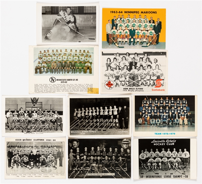 1910s to 1970s Hockey Postcard Collection of 23 Including 1978-79 Toronto Maple Leafs and 1979-80 Minnesota North Stars