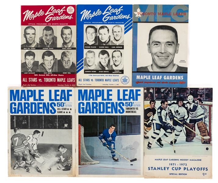 Maple Leaf Gardens 1950s/1960s Toronto Maple Leafs Program Collection of 52 Including 1959, 1966 and 1972 Playoffs and 1962, 1963 and 1964 All-Star Games