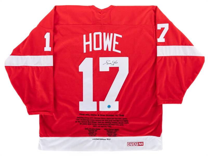 Deceased HOFer Gordie Howe Signed Detroit Red Wings Limited-Edition "First NHL Game and Goal" Jersey (16/17) with COA