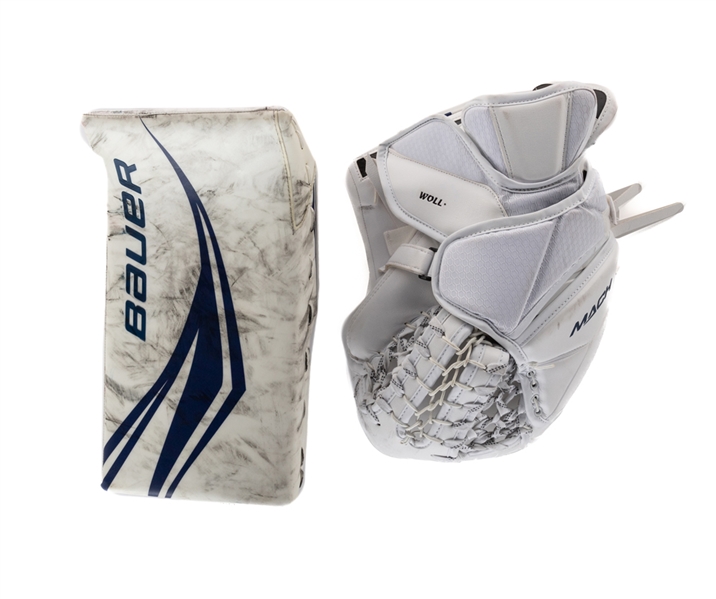 Joseph Wolls 2023-24 Toronto Maple Leafs Bauer Supreme Game-Worn Glove and Blocker Set with Team LOA - Photo-Matched!