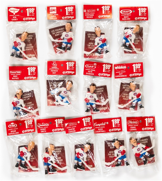 Montreal Canadiens 1989-90 Provigo Figurines Complete Set of 13 In Original Packaging - Includes Roy, Chelios, Naslund, Carbonneau, Gainey and Others