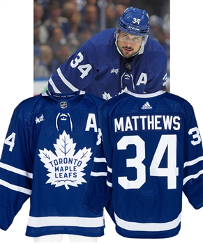 Auston Matthews 2023-24 Toronto Maple Leafs Game-Worn Stanley Cup Playoffs Alternate Captains Jersey with Team LOA - Photo-Matched!