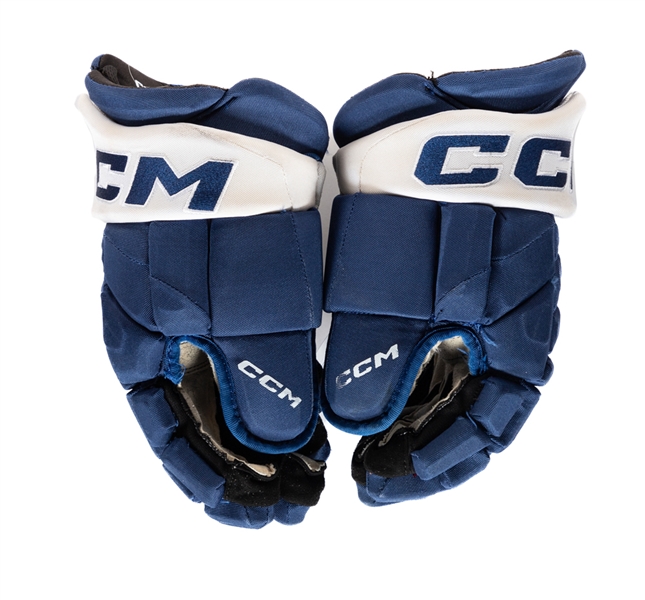 Morgan Riellys 2023-24 Toronto Maple Leafs Game Used CCM Gloves with Team LOA - Photo-Matched!