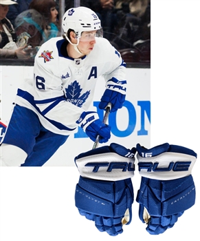 Mitch Marners 2023-24 Toronto Maple Leafs True Catalyst 9X Game-Used Gloves with Team LOA