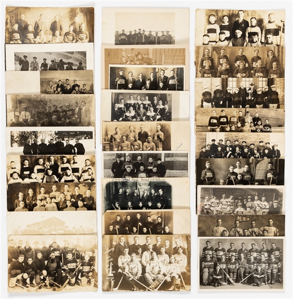 Early-1900s to 1920s Hockey Postcard Collection of 27 Group 1