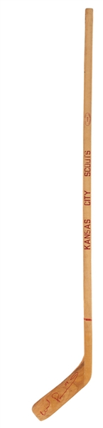 Kansas City Scouts 1974-75 Inaugural Home Game Souvenir Stick Signed by Wilf Paiement