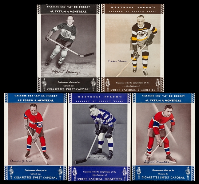 1934-35 Sweet Caporal Photo Collection of 15 Including HOFers Howie Morenz, Aurele Joliat, Eddie Shore, Charlie Conacher and Sylvio Mantha