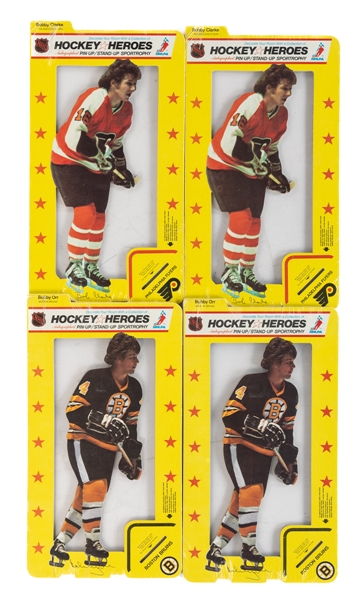 Hockey Heroes 1975-76 Sealed Pin-Up / Stand-Up Sportrophies (19) Including Bobby Orr (2), Bobby Clarke (2), Larry Robinson (3) And Signed Examples of Schultz, MacLeish and Barber