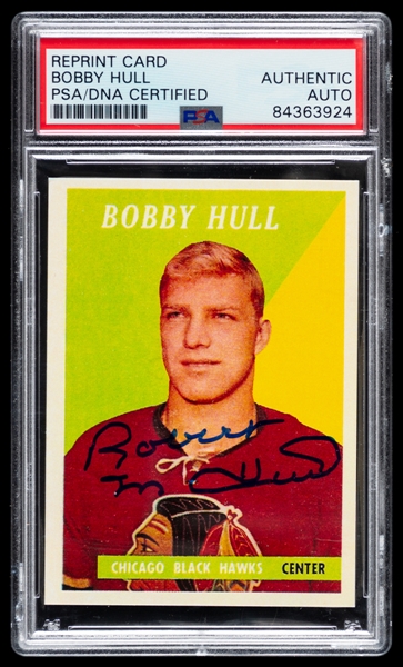 1958-59 Topps #66 HOFer Bobby Hull Signed Modern Reprint Rookie Card - PSA/DNA Certified Autograph