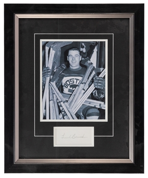 Deceased HOFer Frank Brimsek Boston Bruins Signed Cut Framed Display (Tiny Thompson Photo) 17" x 21"