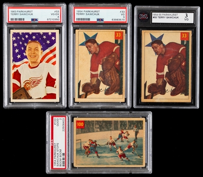 Terry Sawchuk 1954-55 to 1963-64 Parkhurst Graded Hockey Card Collection of 4 