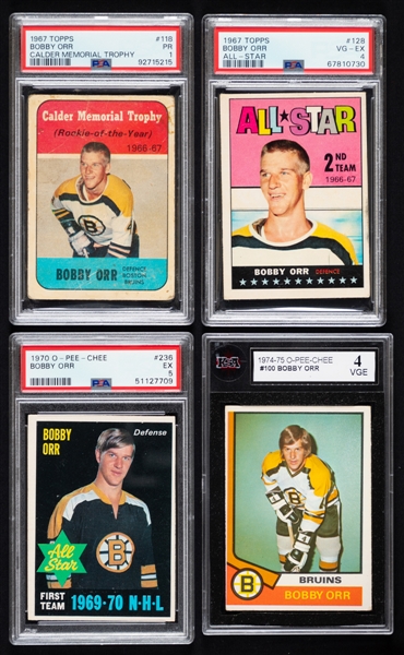 Bobby Orr 1967-68 to 1988-89 O-Pee-Chee, Topps and Other Brands Graded Card Collection of 9