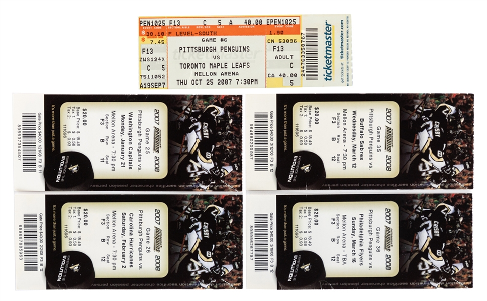 Evgeni Malkin 2007-08 to 2019-20 Pittsburgh Penguins  Game Ticket Collection of 31