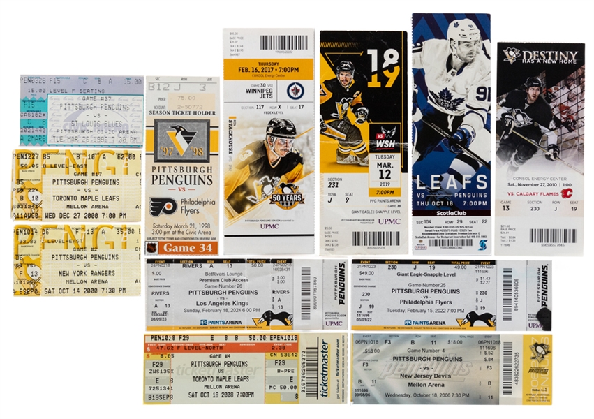 Pittsburgh Penguins 1989 to 2024 Milestone Signed and Unsigned Game Ticket Collection of 50