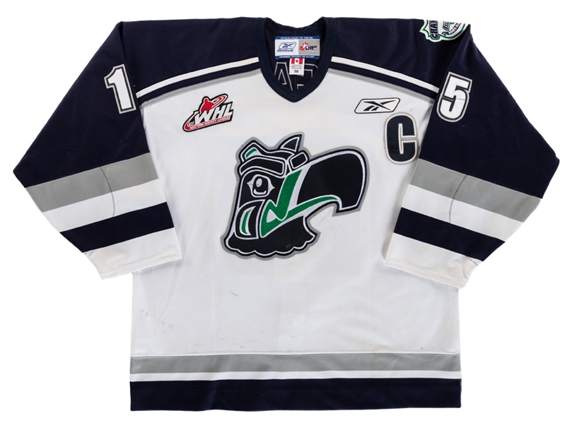 Tyler Metcalfes 2004-05 WHL Seattle Thunderbirds Game-Worn Captains Jersey with Team COA