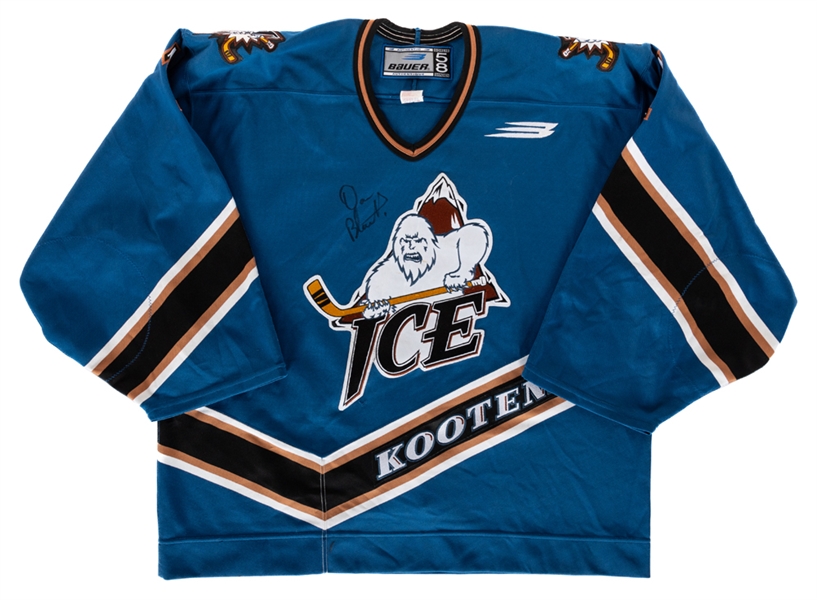 Dan Blackburns Circa 2000 WHL Kootenay Ice Signed Game-Worn Jersey 