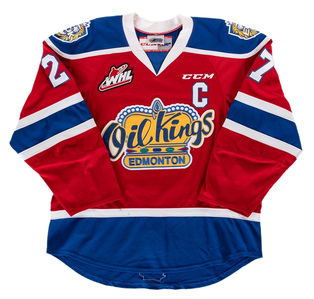 Trey Fix-Wolanskys 2018-19 WHL Edmonton Oil Kings Signed Game-Worn Captains Jersey with Team LOA