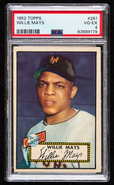 1952 Topps Baseball Baseball Cards (26) with PSA-Graded Cards (3) Including #261 HOFer Willie Mays (VG-EX 4)