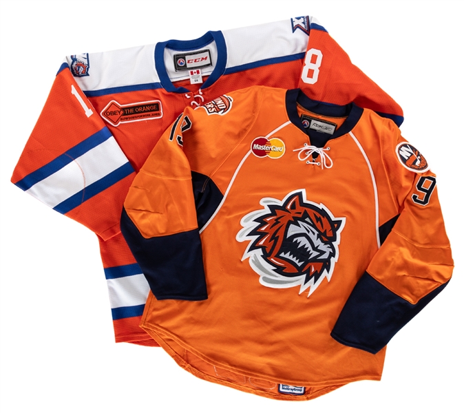 Scott Fords 2007-08 (AHL LOA) and Justin Floreks 2015-16 (15 Seasons Patches) AHL Bridgeport Sound Tigers Game-Worn Jerseys