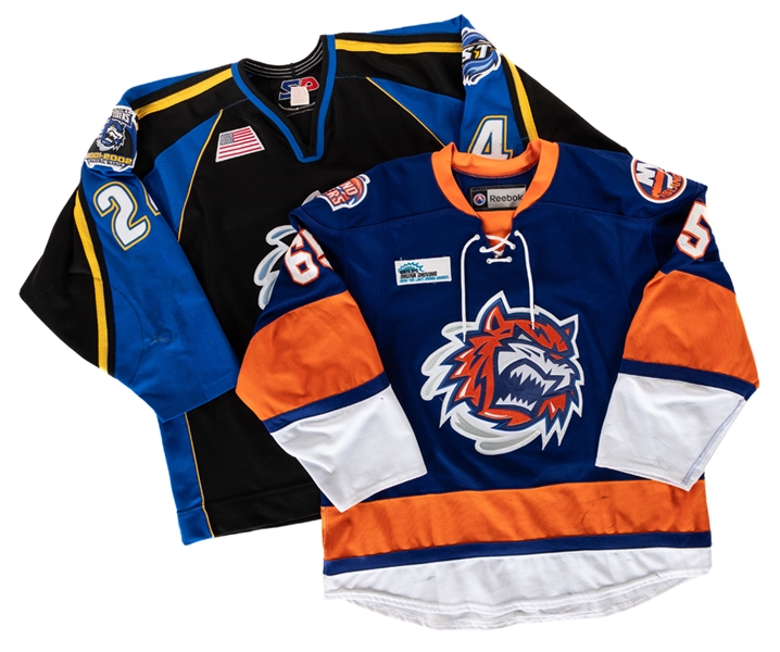 Branislav Mezeis 2001-02 Inaugural Season (Team COA) and Tomas Marcinkos C. 2011-12 AHL Bridgeport Sound Tigers Game-Worn Jerseys