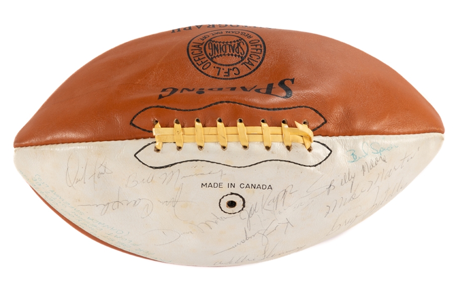 BC Lions 1966 Team-Signed Spalding Football Presented For "Best Grey Cup - (BC) Centennial Float Design" On October 7th 1966