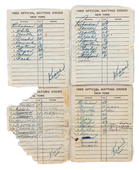 New York Yankees 1965 to 1977 Official Batting Order Cards (9) Including Mickey Mantle