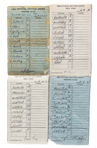 New York Yankees and Visitor Teams 1967 to 1982 Official Batting Order Cards (59)