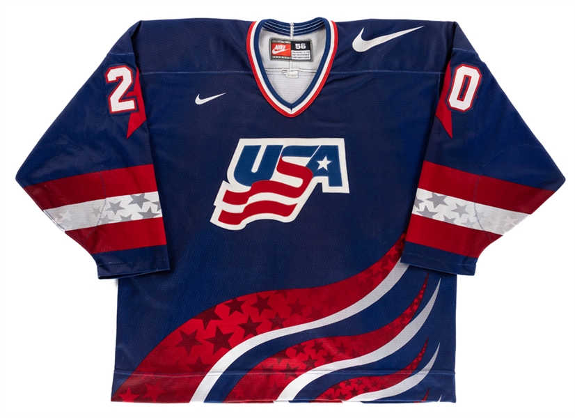 Ted Donatos Circa 1997 Team USA Game-Issued Jersey from Kimmo Leinonens Personal Collection with LOA - Attributed to 1997 IIHF World Championship