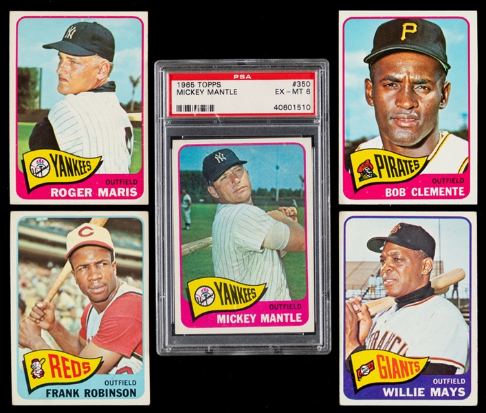 1965 Topps Baseball Complete 598-Card Set with PSA-Graded Card #350 HOFer Mickey Mantle (EX-MT 6)