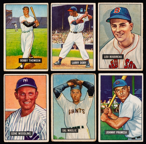 1951 Bowman Baseball Card Collection of 38 Including Doby, Thomson, Boudreau, Mize, Maglie and Others