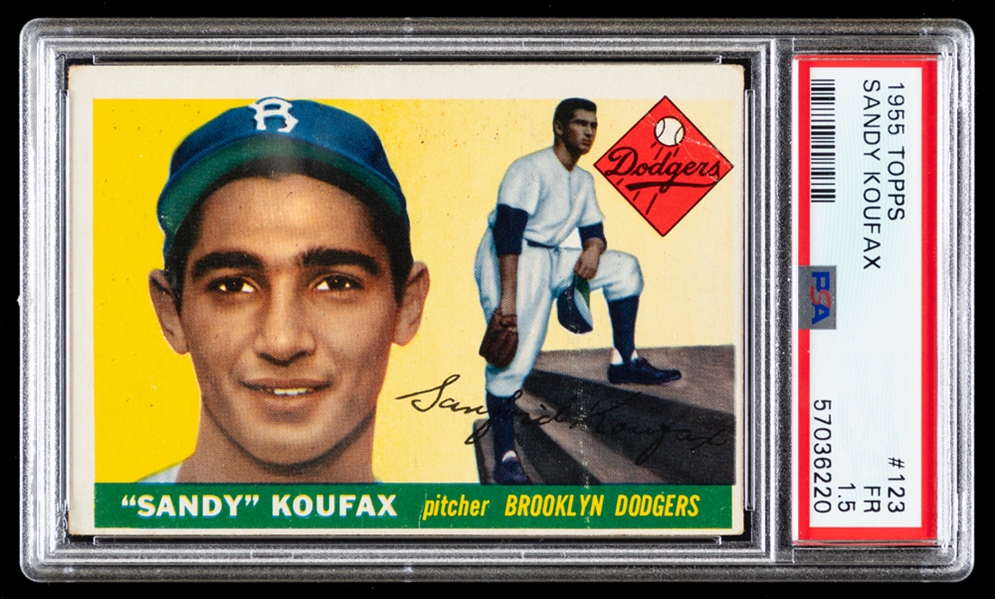 1955 Topps Baseball Card #123 HOFer Sandy Koufax Rookie - Graded PSA 1.5