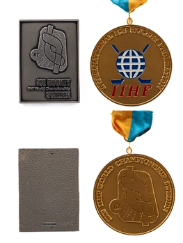 2002 IIHF World Championships Gold Medal (Slovakia Won Championship) and 2002 IIHF World Championships Participation Medal from Kimmo Leinonens Personal Collection with LOA