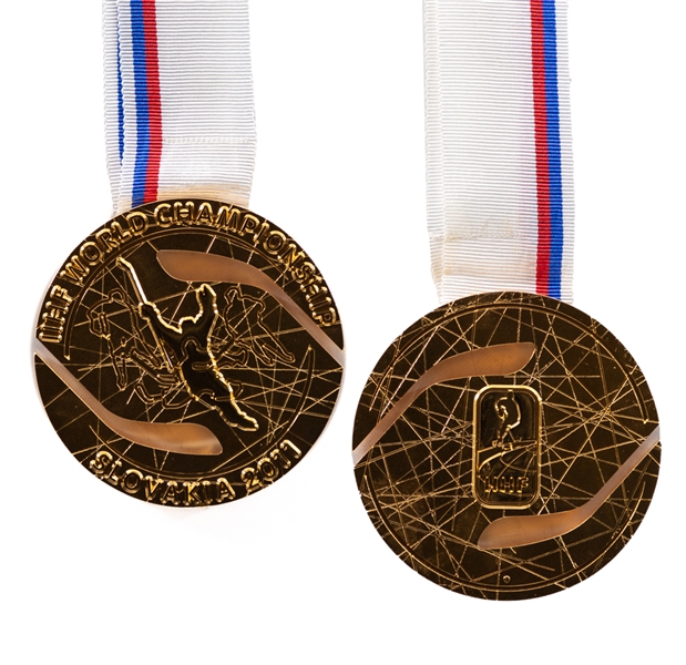 2011 IIHF World Championships Gold Medal (Finland Won Championship) and 2011 IIHF World Championships Participation Medal from Kimmo Leinonens Personal Collection with LOA