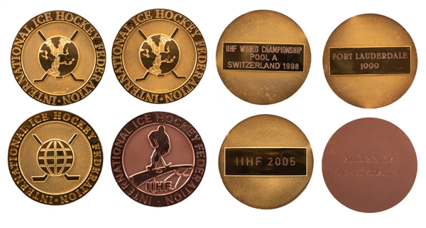 IIHF World Championships Medals (4) Including 1998 Media All-Star Award, 1999 & 2005 HHIF Induction Ceremony and 2006 Division II A Best Goalie Award from Kimmo Leinonens Personal Collection with LOA