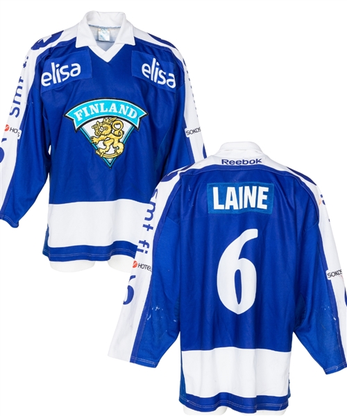 Patrik Laines 2014-15 U17 Team Finland National Team Game-Worn Jersey - Nice Game Wear!