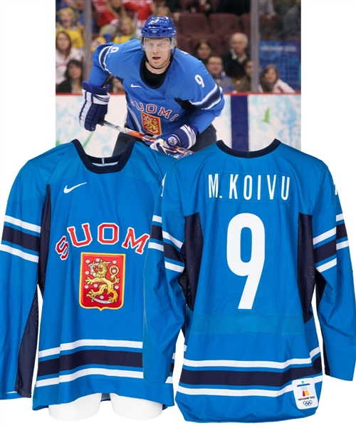 Mikko Koivus 2010 Vancouver Winter Olympics Team Finland Game-Worn Jersey 