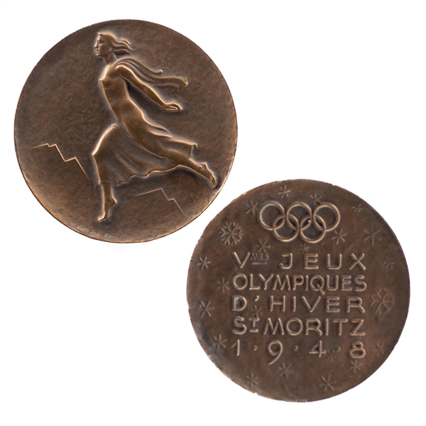 1948 St. Moritz (Switzerland) Winter Olympics Participation Medal from Kimmo Leinonens Personal Collection with LOA