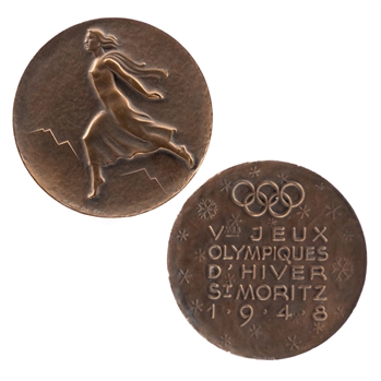 1948 St. Moritz (Switzerland) Winter Olympics Participation Medal from Kimmo Leinonens Personal Collection with LOA