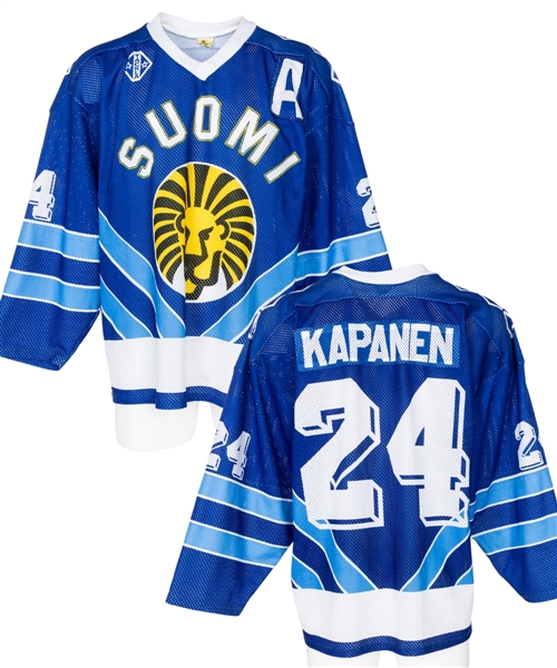 Sami Kapanens 1991 IIHF European U18 Championship Team Finland Game-Worn Alternate Captains Jersey from  Kimmo Leinonens Personal Collection with LOA