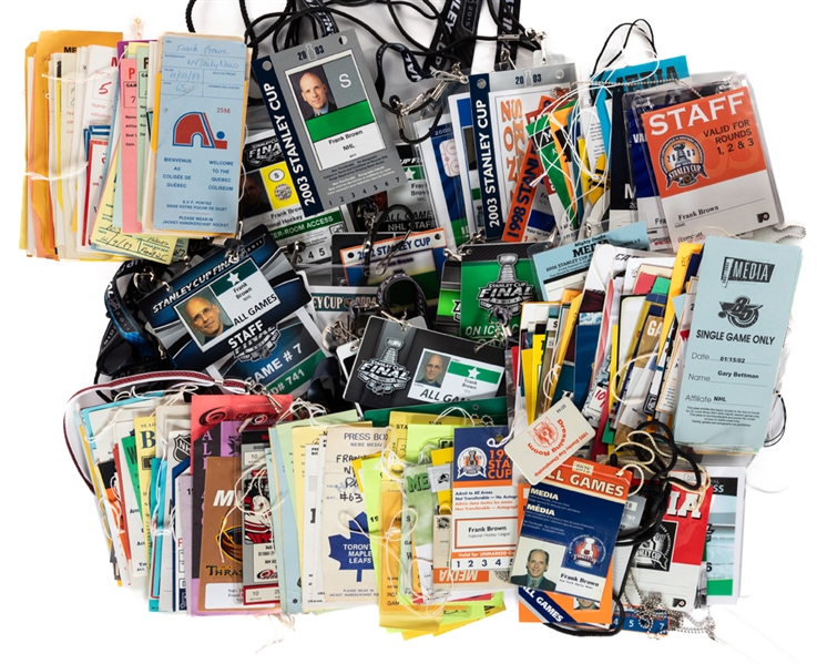 Frank Browns 1970s to 2010s National Hockey League Regular Season, Stanley Cup Playoffs and Stanley Cup Finals Press Passes/Accreditations Collection from His Personal Collection with LOA