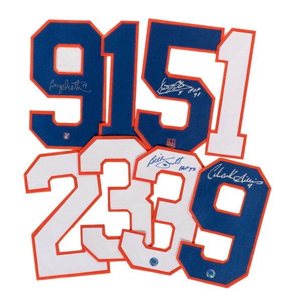 New York Islanders Signed Jersey Numbers for Smith, Trottier, Potvin and Gillies (COAs) - Retired Numbers!