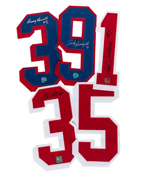 New York Rangers Signed Jersey Numbers Giacomin, Bathgate, Howell and Richter (COAs) - Retired Numbers!