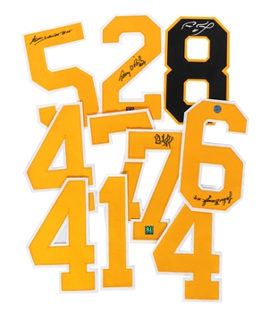 Boston Bruins Signed Jersey Numbers for Schmidt, Bourque, Bucyk, Neely and OReilly (COAs) - Retired Numbers! 